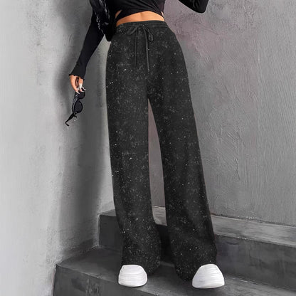 💖 Dernier jour de vente 50% de réduction💃Pantalon large à paillettes pour femme avec taille élastique