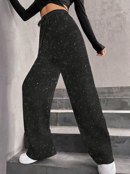 💖 Dernier jour de vente 50% de réduction💃Pantalon large à paillettes pour femme avec taille élastique