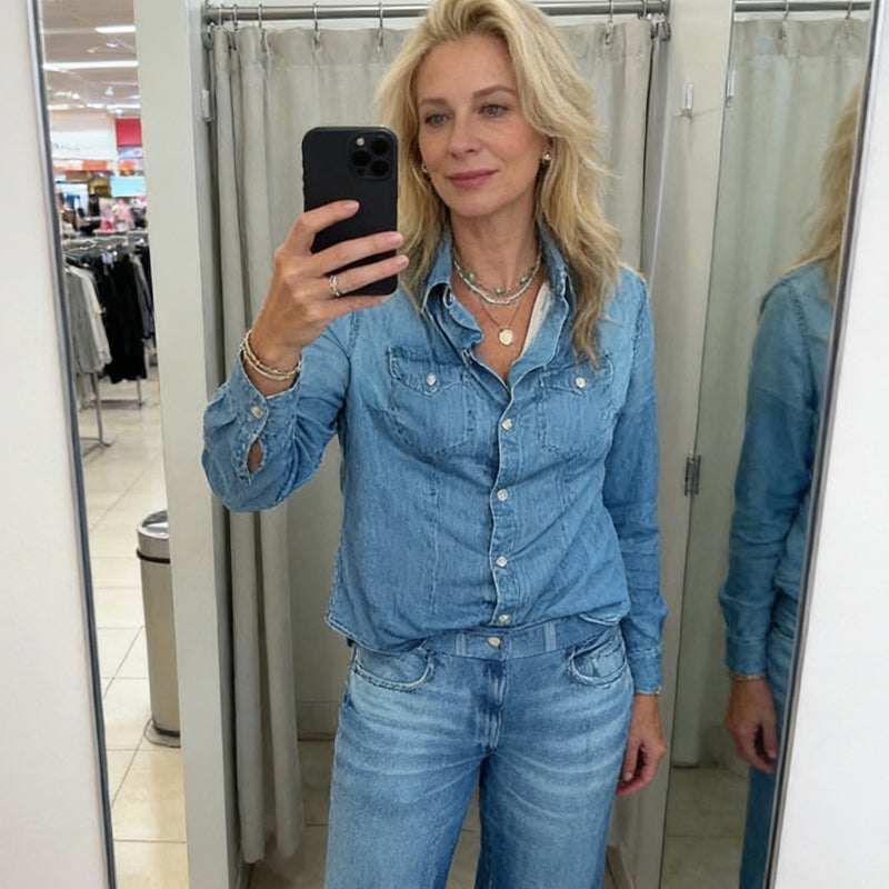 👖 50% DE RÉDUCTION! 🌙 Pyjama Femme Fausse Toile de Jean – 2 Pièces Doux & Confortable, Pour Dormir ou Style Décontracté 🏠