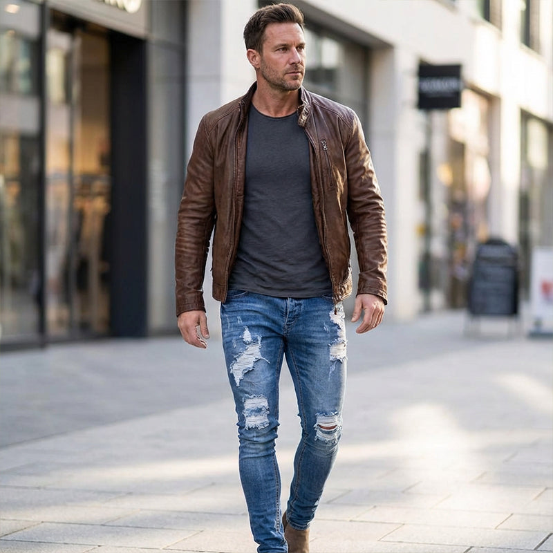👖50 % DE RÉDUCTION !🔥Jean skinny délavé stylé pour homme – Coupe slim fuselée, coton respirant et détails déchirés tendance