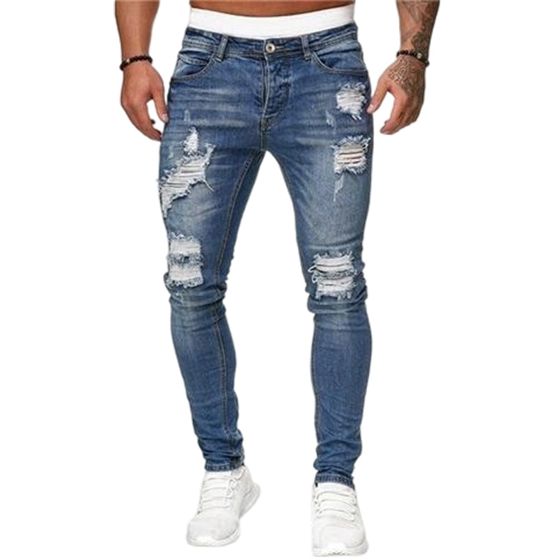 👖50 % DE RÉDUCTION !🔥Jean skinny délavé stylé pour homme – Coupe slim fuselée, coton respirant et détails déchirés tendance