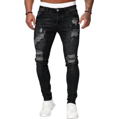 👖50 % DE RÉDUCTION !🔥Jean skinny délavé stylé pour homme – Coupe slim fuselée, coton respirant et détails déchirés tendance