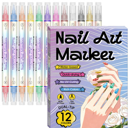 🥳 Grande promotion 2026 🥳💞 Plus de 50 000 unités vendues ! ✨🎨 50 % de rabais ! Stylo à ongles à double embout — Séchage rapide, sans lampe UV. Embout fin et pinceau. 12 ou 24 couleurs éclatantes. 💅🖌️