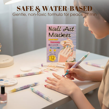 🥳 Grande promotion 2026 🥳💞 Plus de 50 000 unités vendues ! ✨🎨 50 % de rabais ! Stylo à ongles à double embout — Séchage rapide, sans lampe UV. Embout fin et pinceau. 12 ou 24 couleurs éclatantes. 💅🖌️