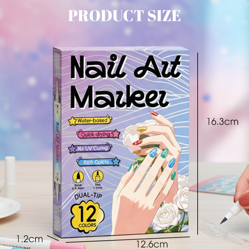 🥳 Grande promotion 2026 🥳💞 Plus de 50 000 unités vendues ! ✨🎨 50 % de rabais ! Stylo à ongles à double embout — Séchage rapide, sans lampe UV. Embout fin et pinceau. 12 ou 24 couleurs éclatantes. 💅🖌️