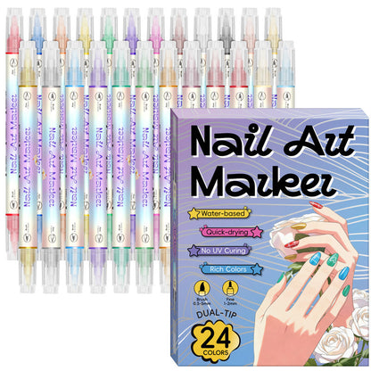 🥳 Grande promotion 2026 🥳💞 Plus de 50 000 unités vendues ! ✨🎨 50 % de rabais ! Stylo à ongles à double embout — Séchage rapide, sans lampe UV. Embout fin et pinceau. 12 ou 24 couleurs éclatantes. 💅🖌️