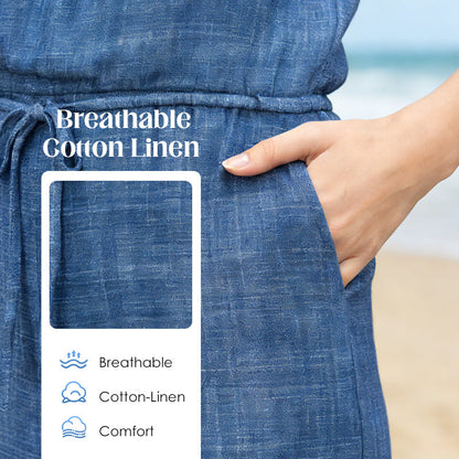 ✨☁️Combinaison d'été sans manches à cordon coulissant à la taille pour femme👗