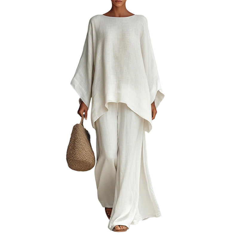 💎 50% DE RÉDUCTION ! 💎 Ensemble Femme 2 Pièces – Haut Ample à Manches Longues & Pantalon Large en Polyester Respirant 👗✨