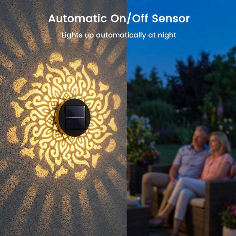🌞 55 % DE RÉDUCTION MAINTENANT ! 🌀 Lampe solaire mandala – Projection de motifs époustouflants, design 2 en 1 pour sol et mur, étanche IP65, allumage/extinction automatique 🌿