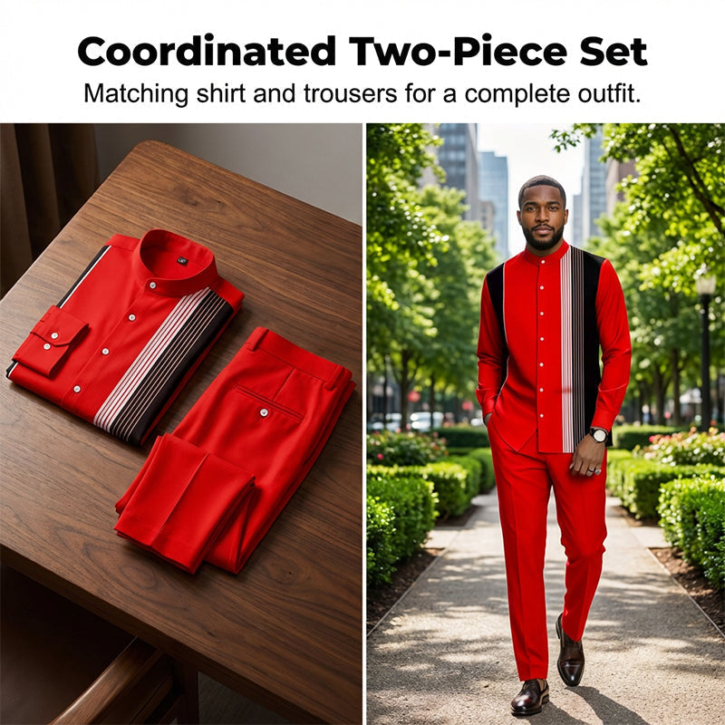 📢📢50 % de réduction !! ⏰Ensemble 2 pièces homme chemise rayée et pantalon – style sans effort