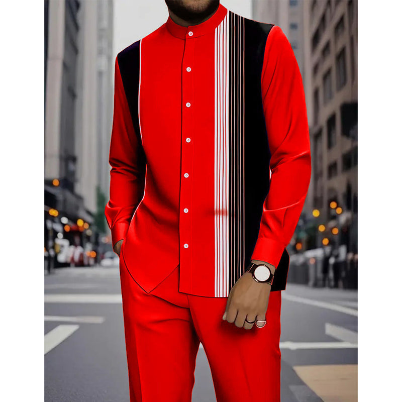 📢📢50 % de réduction !! ⏰Ensemble 2 pièces homme chemise rayée et pantalon – style sans effort
