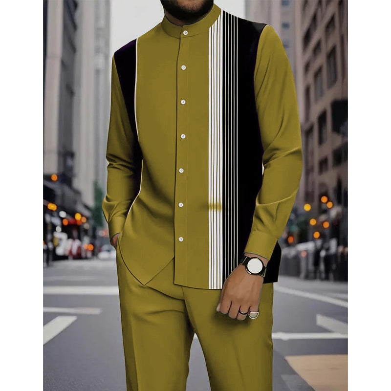 📢📢50 % de réduction !! ⏰Ensemble 2 pièces homme chemise rayée et pantalon – style sans effort