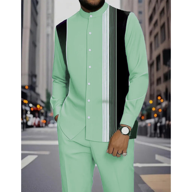 📢📢50 % de réduction !! ⏰Ensemble 2 pièces homme chemise rayée et pantalon – style sans effort