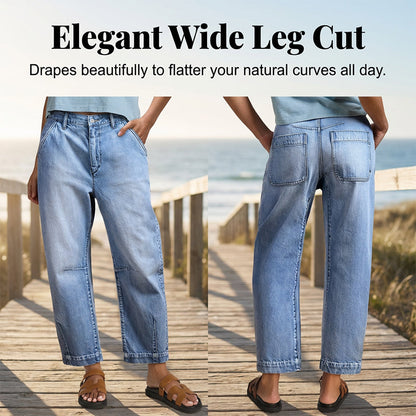 👖 50% DE RÉDUCTION ✨ Jean droit court à taille haute pour femme – Coupe flatteuse, confortable & parfait pour un look décontracté 🌸