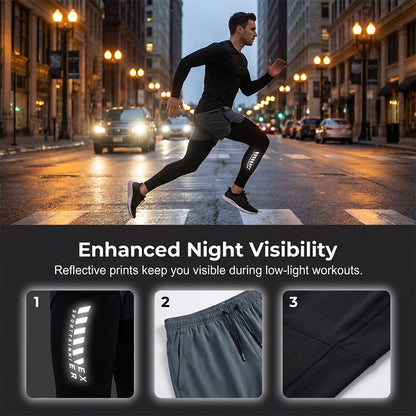 🏃‍♂️50% de réduction 👖 Collant de running 2-en-1 avec short pour homme – Respirant, anti-frottement & poche pour téléphone – parfait pour le sport 📱