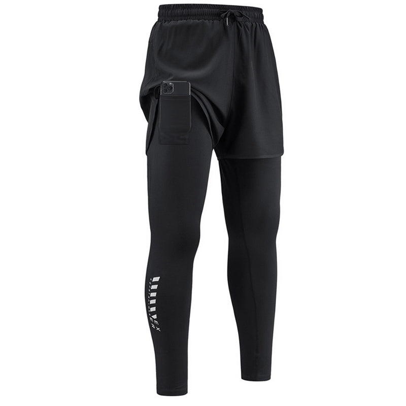 🏃‍♂️50% de réduction 👖 Collant de running 2-en-1 avec short pour homme – Respirant, anti-frottement & poche pour téléphone – parfait pour le sport 📱