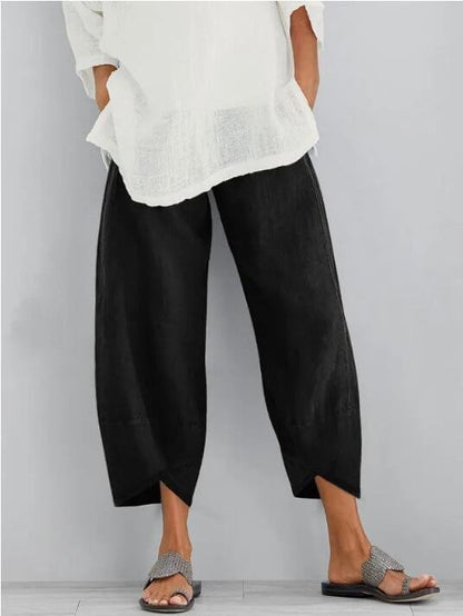 💎💃 PROMO -50% ! Pantalon Femme Coton & Lin – Coupe Large, Taille Élastiquée & Respirant (Kaki/Gris/Vert/Noir/Bleu Marine, S-5XL)
