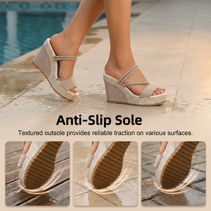 👡🌟 PROMO FLASH 50% ! Sandales Femme à Talons Compensés – Design Élégant, Semelle Cloutée, Hauteur 10cm, Bride de Cheville, 6 Couleurs, 36-43, Parfaites pour Vacances & Soirées 🌴