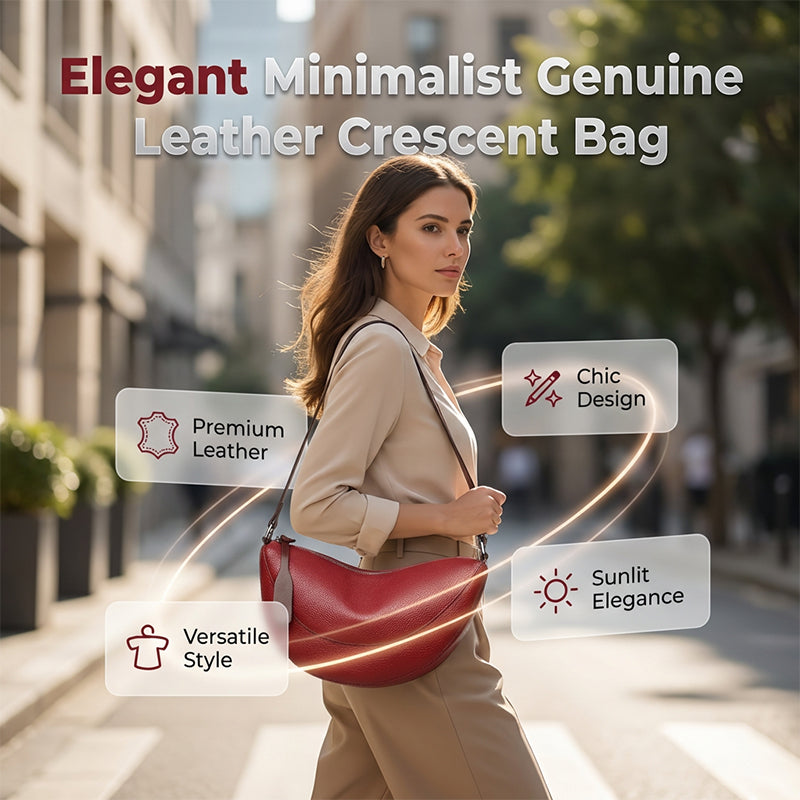 👜 50% DE RÉDUCTION 🌙 Sac croissant minimaliste en cuir véritable – Design épuré, bandoulière réglable & cuir doux – Idéal pour le quotidien ou les soirées – élégant et spacieux ✨