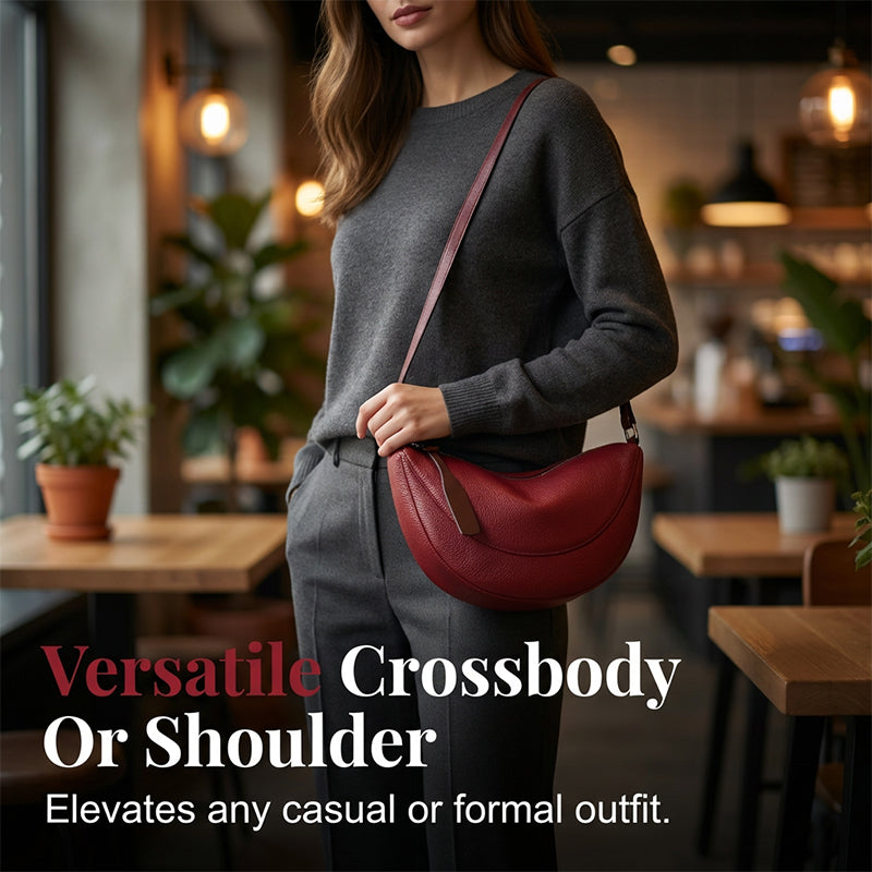 👜 50% DE RÉDUCTION 🌙 Sac croissant minimaliste en cuir véritable – Design épuré, bandoulière réglable & cuir doux – Idéal pour le quotidien ou les soirées – élégant et spacieux ✨