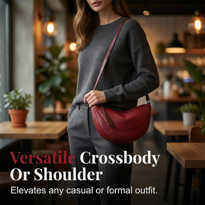 👜 50% DE RÉDUCTION 🌙 Sac croissant minimaliste en cuir véritable – Design épuré, bandoulière réglable & cuir doux – Idéal pour le quotidien ou les soirées – élégant et spacieux ✨