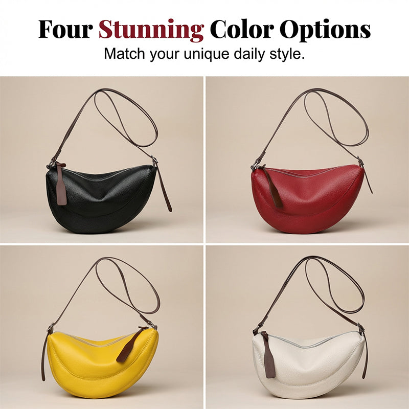 👜 50% DE RÉDUCTION 🌙 Sac croissant minimaliste en cuir véritable – Design épuré, bandoulière réglable & cuir doux – Idéal pour le quotidien ou les soirées – élégant et spacieux ✨