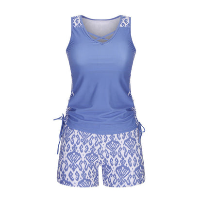 🥳💞💥 SOLDES D'ÉTÉ -50% ! Maillot de Bain Tankini 2 Pièces pour Femme – Côtés Réglables, Short de Couverture & Encolure Croisée (9 Couleurs, S-3XL)