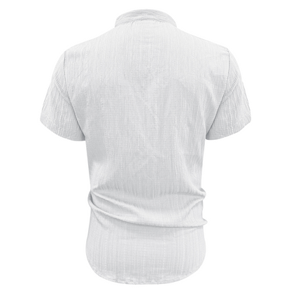 👕 50 % DE RÉDUCTION ! ☀️ Chemise d'été à manches courtes et col montant pour homme – Confortable, respirante et parfaite pour les chaudes journées d'été 🔥