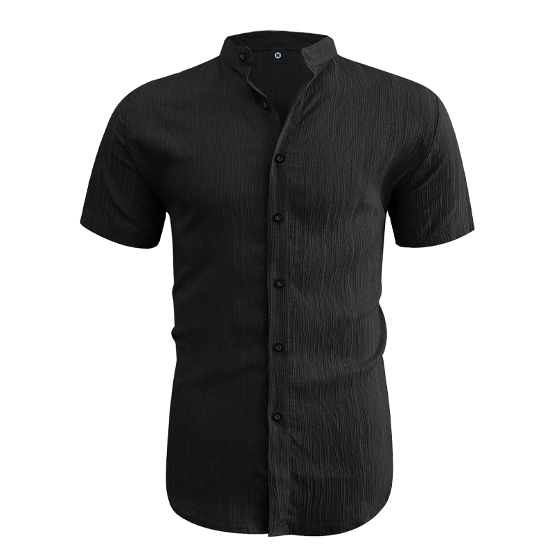 👕 50 % DE RÉDUCTION ! ☀️ Chemise d'été à manches courtes et col montant pour homme – Confortable, respirante et parfaite pour les chaudes journées d'été 🔥