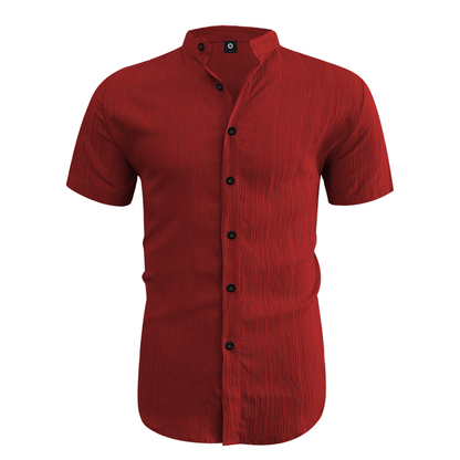 👕 50 % DE RÉDUCTION ! ☀️ Chemise d'été à manches courtes et col montant pour homme – Confortable, respirante et parfaite pour les chaudes journées d'été 🔥