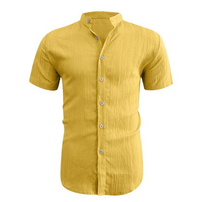 👕 50 % DE RÉDUCTION ! ☀️ Chemise d'été à manches courtes et col montant pour homme – Confortable, respirante et parfaite pour les chaudes journées d'été 🔥