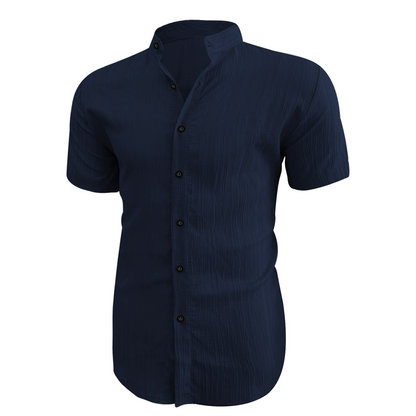 👕 50 % DE RÉDUCTION ! ☀️ Chemise d'été à manches courtes et col montant pour homme – Confortable, respirante et parfaite pour les chaudes journées d'été 🔥