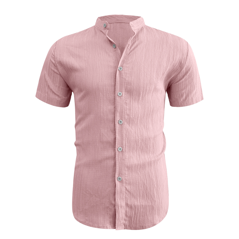 👕 50 % DE RÉDUCTION ! ☀️ Chemise d'été à manches courtes et col montant pour homme – Confortable, respirante et parfaite pour les chaudes journées d'été 🔥