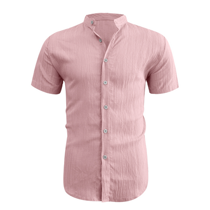 👕 50 % DE RÉDUCTION ! ☀️ Chemise d'été à manches courtes et col montant pour homme – Confortable, respirante et parfaite pour les chaudes journées d'été 🔥