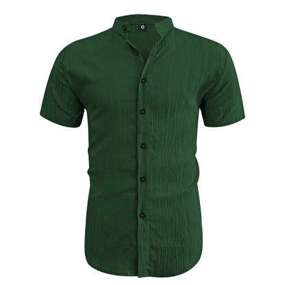 👕 50 % DE RÉDUCTION ! ☀️ Chemise d'été à manches courtes et col montant pour homme – Confortable, respirante et parfaite pour les chaudes journées d'été 🔥