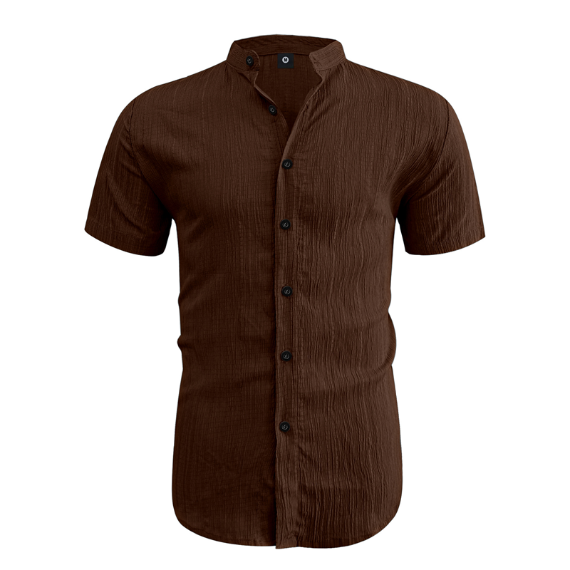 👕 50 % DE RÉDUCTION ! ☀️ Chemise d'été à manches courtes et col montant pour homme – Confortable, respirante et parfaite pour les chaudes journées d'été 🔥