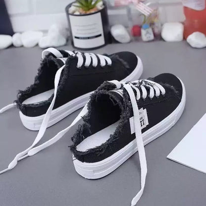 👟 ⏰OFFRE LIMITÉE : 50 % DE RÉDUCTION !👖 Baskets Mules en Jean pour Femme – Enfiler Facile, Semelle Confortable & Parfaites Pour Un Look Décontracté Et Estival ☀️