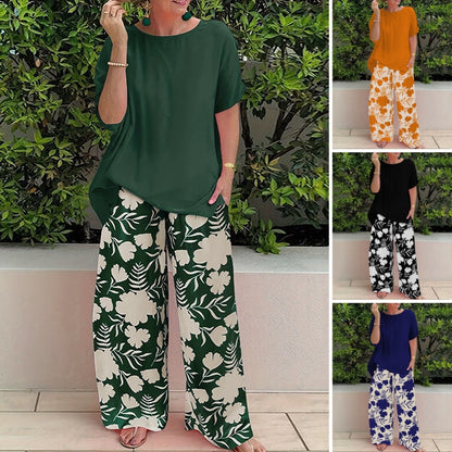 🌸 Ensemble Deux Pièces Femme | Pantalon Fleuri Tendance, Confort & Style, Indispensable Été 👖