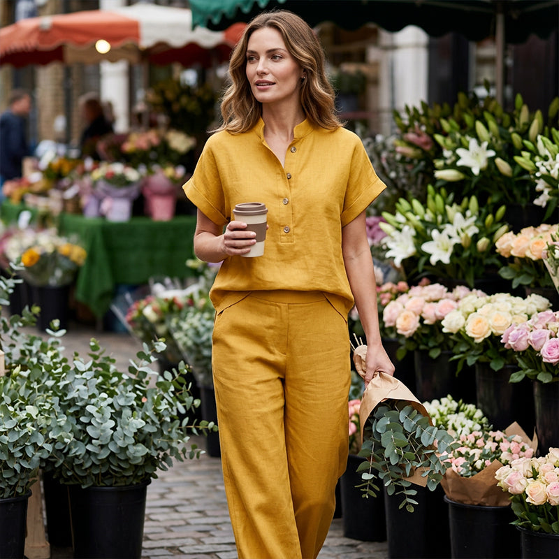 ⛱️ Ensemble Été Femme 2 Pièces : T-shirt + Pantalon Long | Léger & Respirant