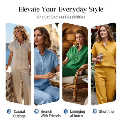 ⛱️ Ensemble Été Femme 2 Pièces : T-shirt + Pantalon Long | Léger & Respirant
