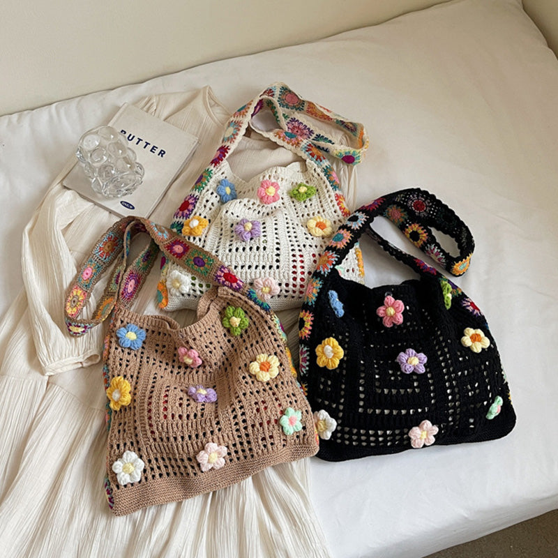 🧺 50% DE RÉDUCTION ✨ Sac ethnique crochet femme – Bohème, spacieux & polyvalent – Idéal pour la plage, les courses ou les escapades – design artisanal et aéré 🌼