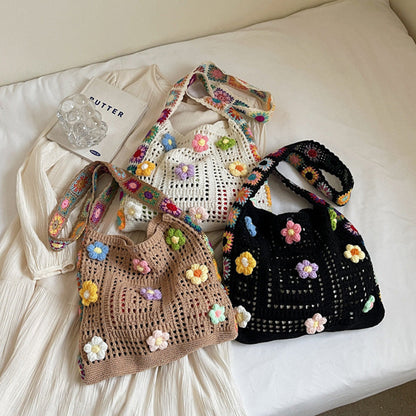 🧺 50% DE RÉDUCTION ✨ Sac ethnique crochet femme – Bohème, spacieux & polyvalent – Idéal pour la plage, les courses ou les escapades – design artisanal et aéré 🌼
