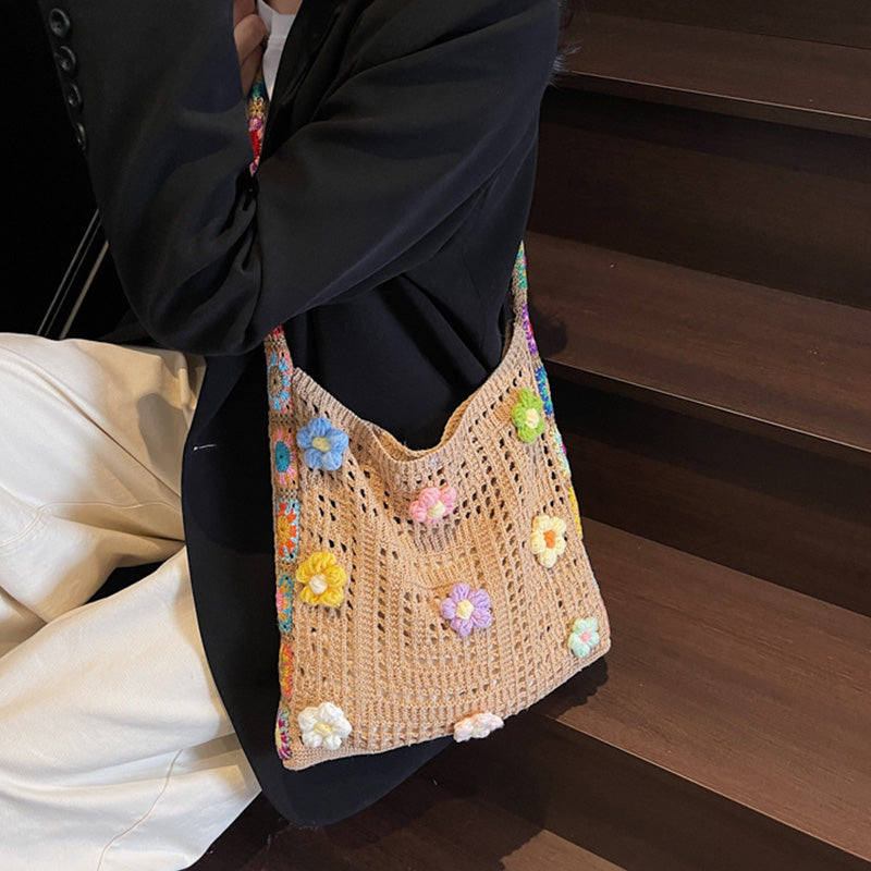 🧺 50% DE RÉDUCTION ✨ Sac ethnique crochet femme – Bohème, spacieux & polyvalent – Idéal pour la plage, les courses ou les escapades – design artisanal et aéré 🌼