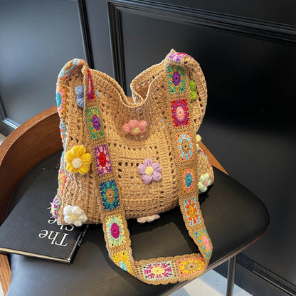 🧺 50% DE RÉDUCTION ✨ Sac ethnique crochet femme – Bohème, spacieux & polyvalent – Idéal pour la plage, les courses ou les escapades – design artisanal et aéré 🌼