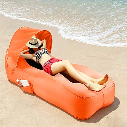 ⏳Spécial à durée limitée⏰Chaise longue gonflable sans effort avec pare-soleil🏖️