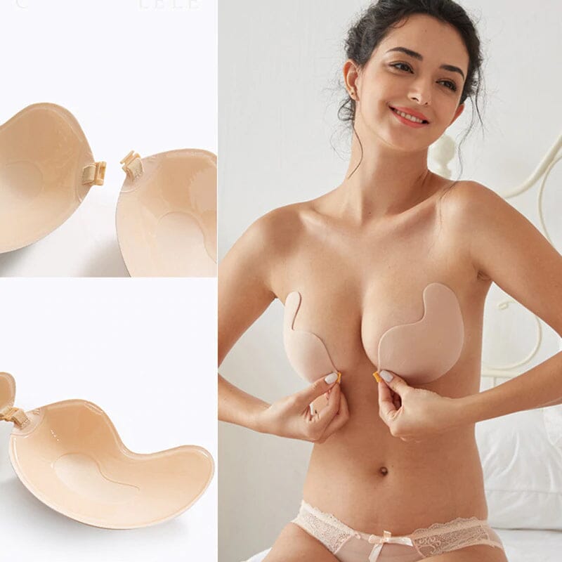 👙✨ PROMO FLASH 50% ! Soutien-Gorge Adhésif Push-Up – Invisible, Sans Bretelles, Réutilisable, 2 Couleurs, Tailles A-D, Idéal Dos Nu & Tenues Plongeantes 💫