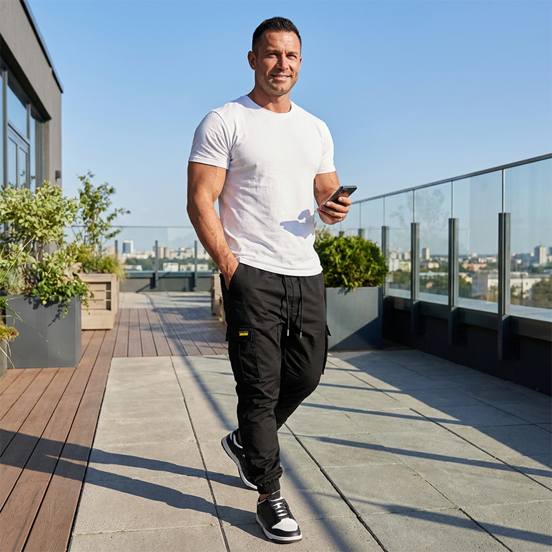 👖50 % DE RÉDUCTION🏃 Pantalon de survêtement de travail | Cordon de serrage à la taille · Polyester résistant · Jambes fuselées · Plusieurs poches