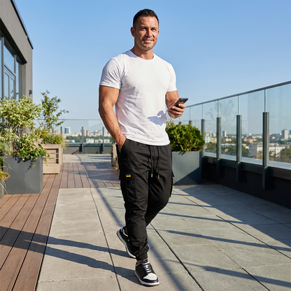 👖50 % DE RÉDUCTION🏃 Pantalon de survêtement de travail | Cordon de serrage à la taille · Polyester résistant · Jambes fuselées · Plusieurs poches