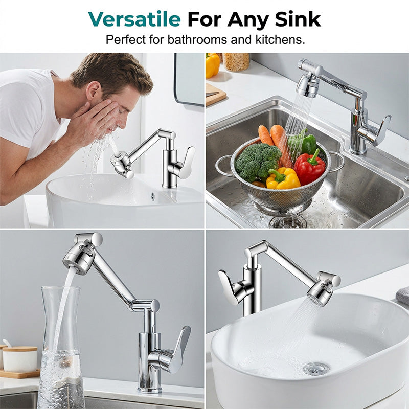 🚰Robinet de Lavabo Pivotant 360° – Bras Mobile 1080°, Design Moderne, Installation Facile ⏳  à utiliser ✨