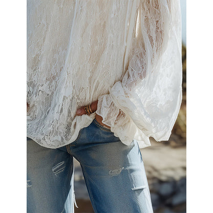 🌸 Robe Bohème Fleurie à Col V – Manches Longues, Taille Cintrée & Fluide, Idéale Été Plage & Cérémonie ✨